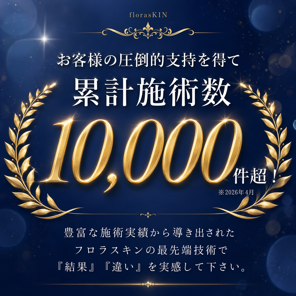 お客様の圧倒的支持を得て、累計施術数 10,000件超！ 豊富な施術実績から導き出された、フロラスキンの最先端技術で、『結果』『違い』を実感して下さい。 ※2026年4月